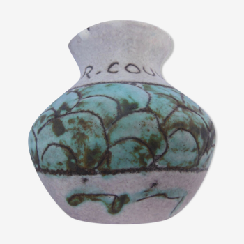 CERAMIC VASE - ABSTRACT DECORATION - R.COUVELAIRE - J.MASSIER - VALLAURIS -