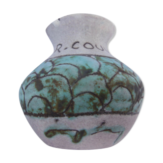Vase en ceramique décor abstrait r.couvelaire - j.massier - vallauris -