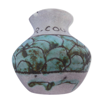 Vase en ceramique décor abstrait r.couvelaire - j.massier - vallauris -