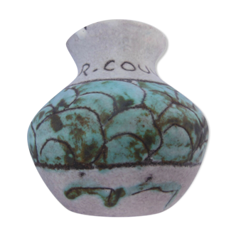 CERAMIC VASE - ABSTRACT DECORATION - R.COUVELAIRE - J.MASSIER - VALLAURIS -