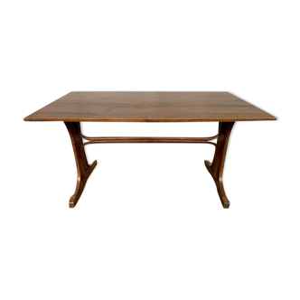 Ancienne table bistrot art nouveau en bois courbe plateau en chene