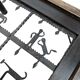 French brutalist coffee table, forged wrought iron, shepherd with dog and his herd, 1970s, transparent glass top