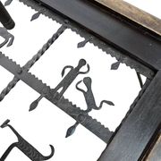 French brutalist coffee table, forged wrought iron, shepherd with dog and his herd, 1970s, transparent glass top
