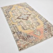 4x8 Mustard Yellow Wool Turkish Rug, Handmade Rug, 125x230Cm