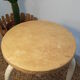 Wood & metal tripod workshop stool with industrial screws