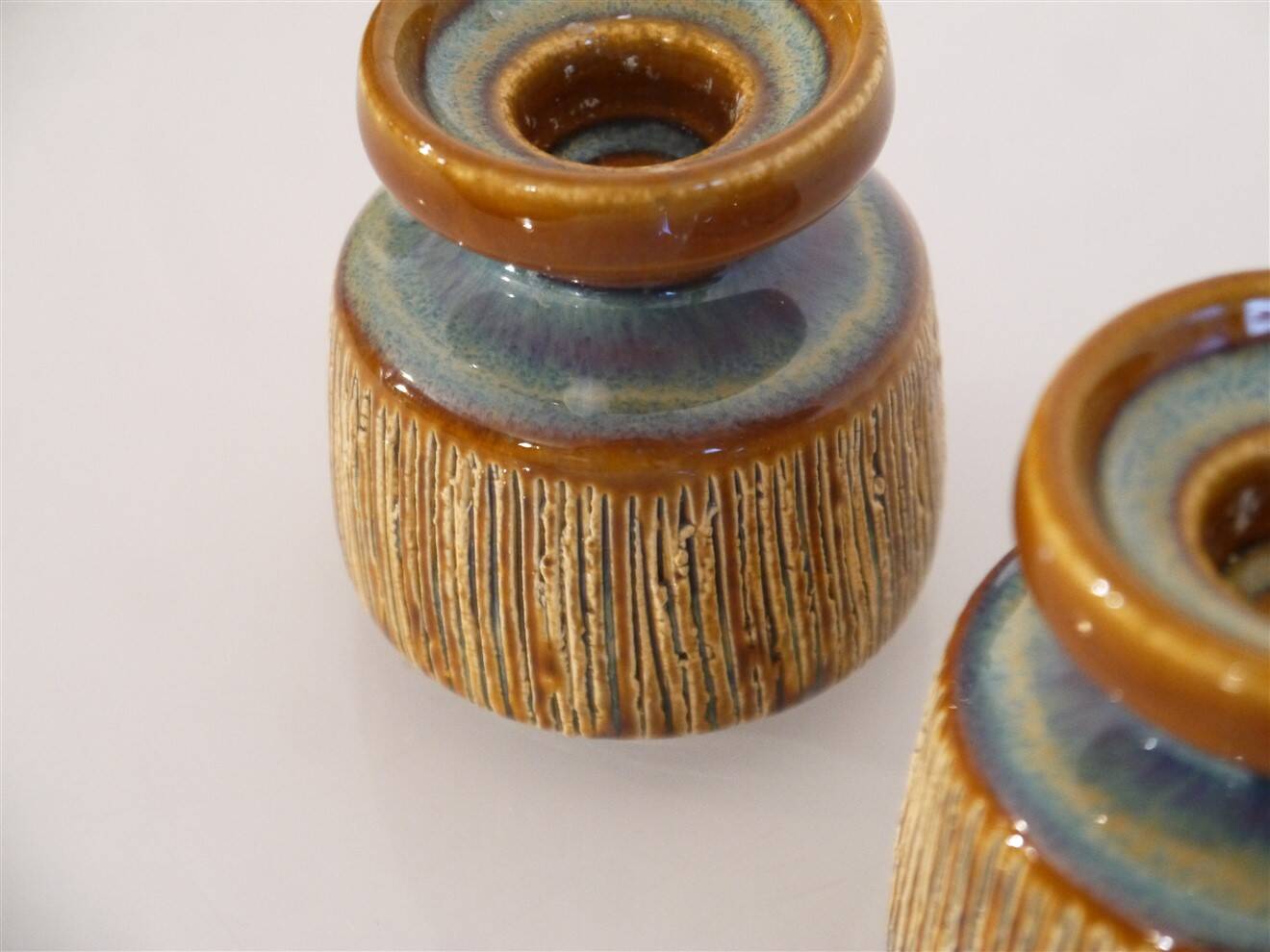 Pair of Danish ceramic candle holders by Soholm.