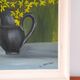 tableau huile sur panneau nature morte bouquet jaune signé 1950