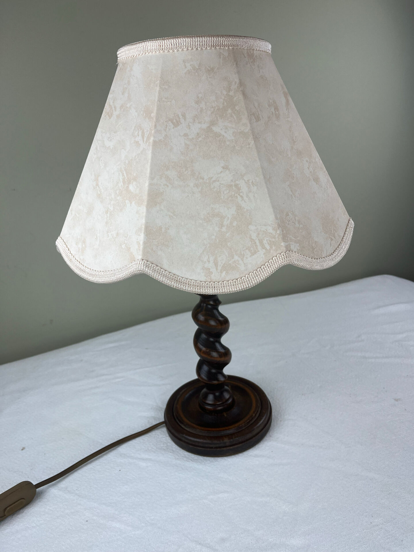 Turned wooden lamp
