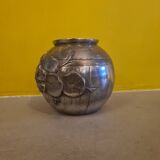 French Art Deco Pewter Vase By Lucien Houzeaux, 1920s