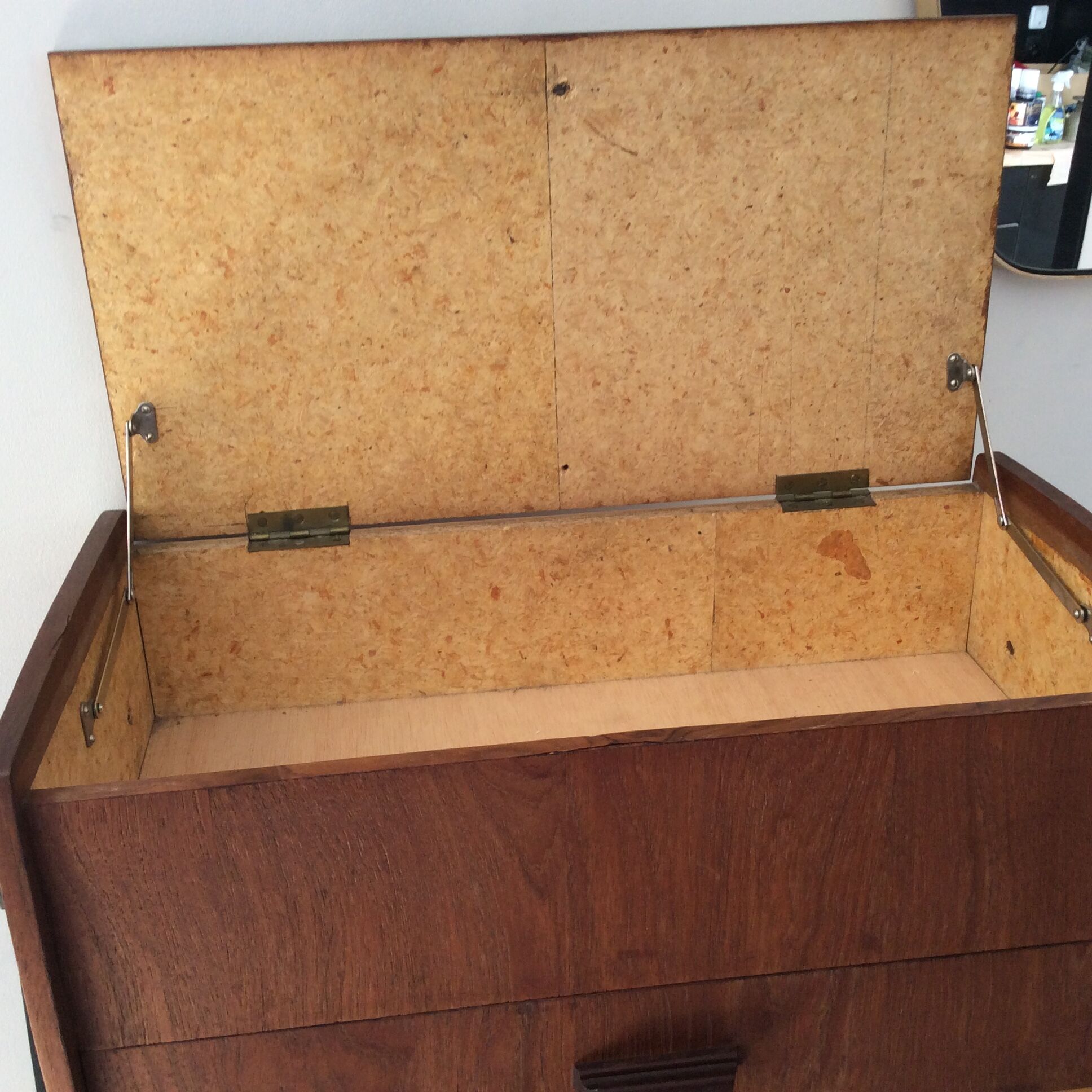 Scandinavian teak sewing bakset from the 1960s