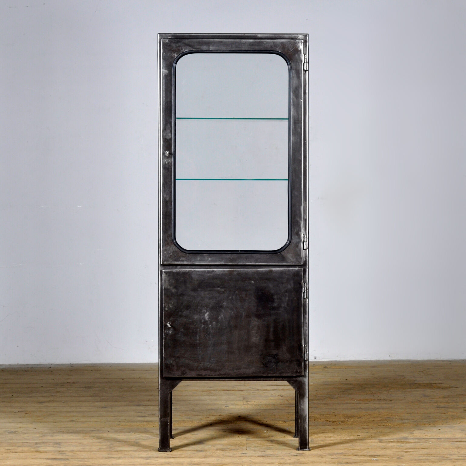 Vintage Iron And Glass Display Cabinet, 1970s