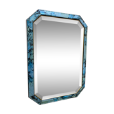 Old octagonal mirror beveled in painted wood, 68x48 cm