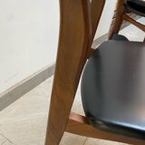 Set of 6 Scandinavian Skaï and teak wood chairs