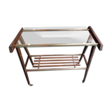 Side table served vintage casters 1960 Italian style metal glass