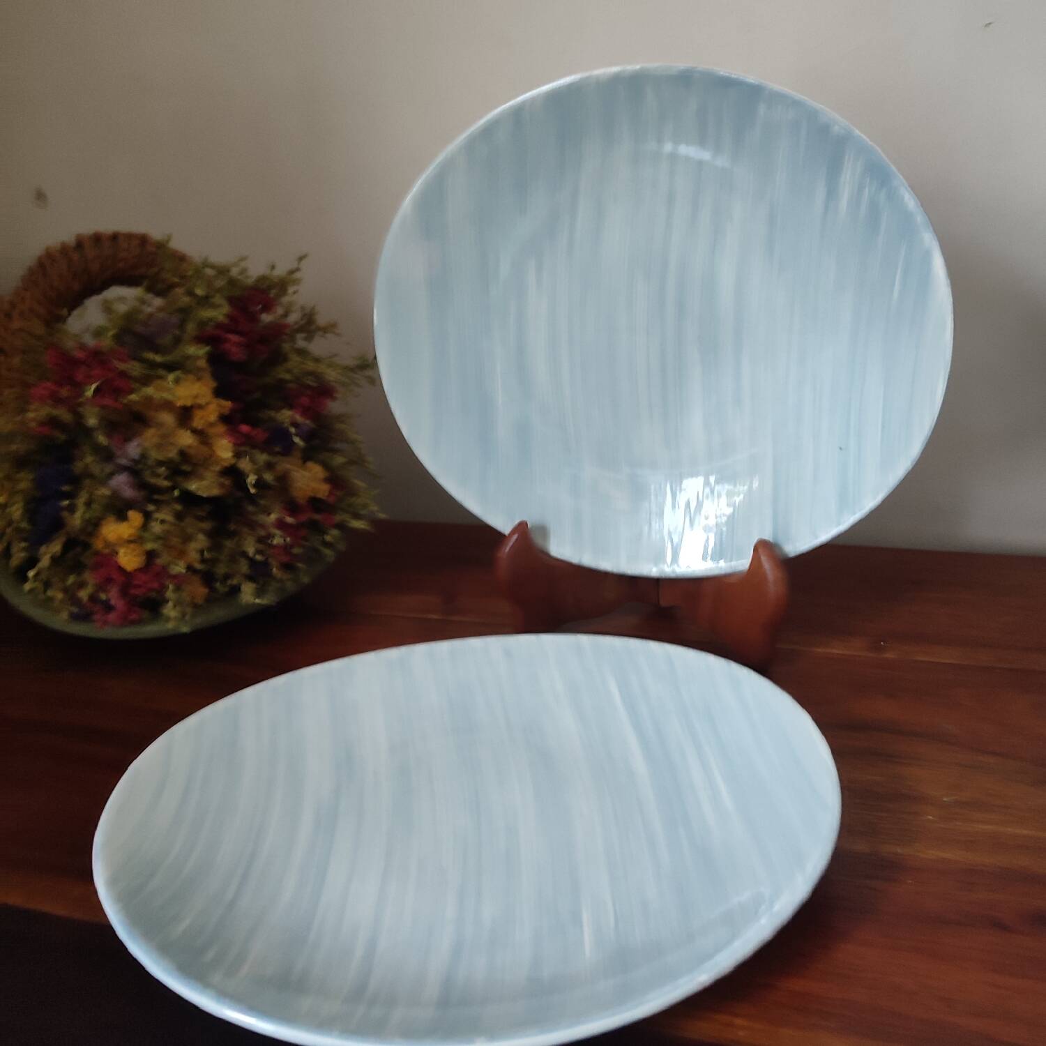 Lot 2 oval plates Salins France Caribbean model