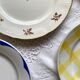 Set of 6 mismatched old earthenware flat plates Céranor Moulin des loups Digoin ACC-7187