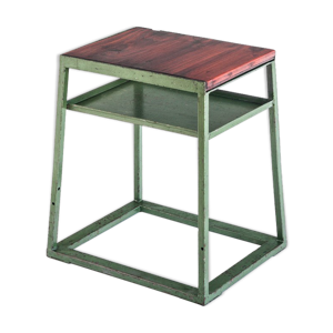 Table d'atelier industriel, en fer et bois de pin, Espagne 1970