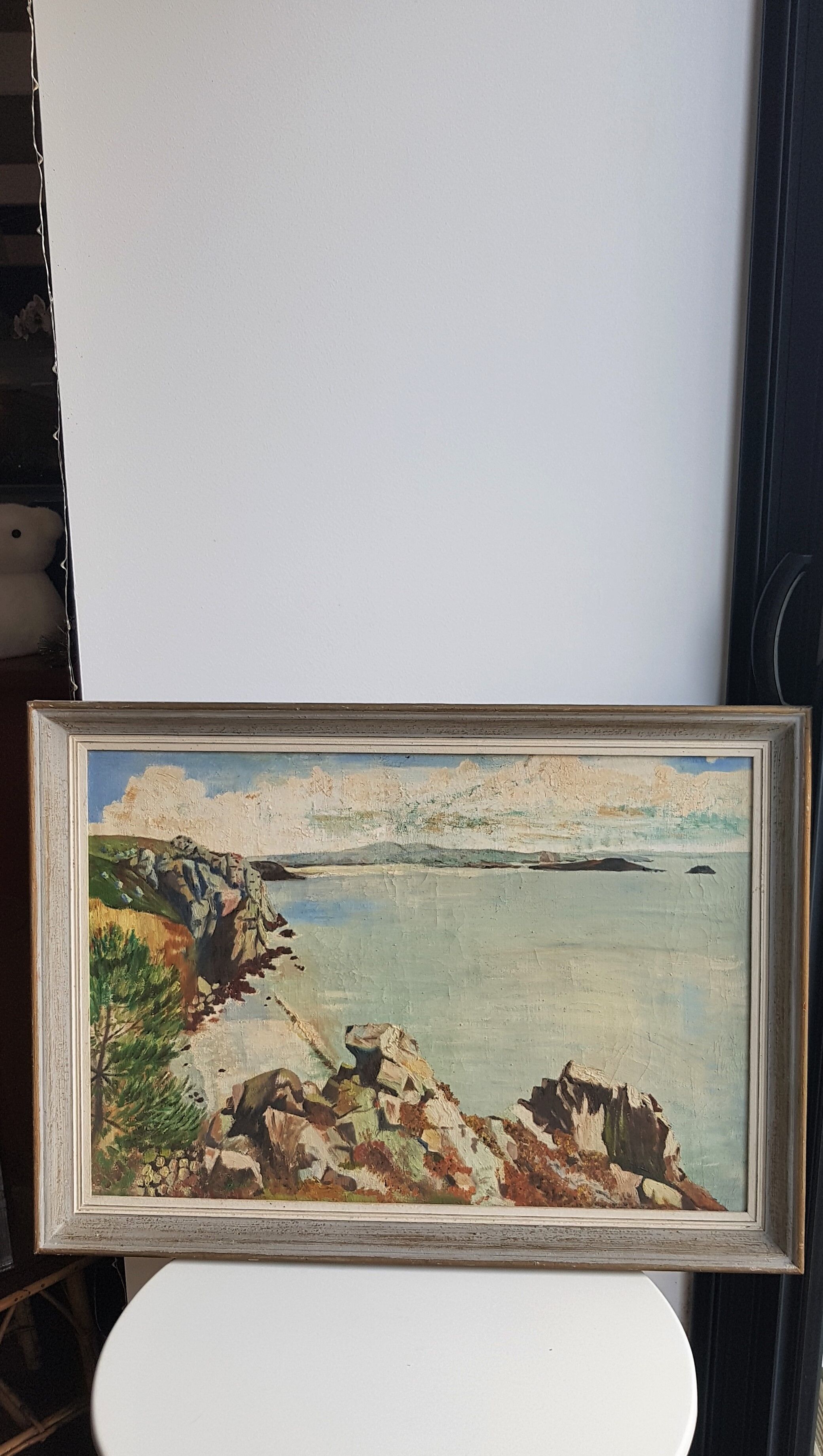 Painting on canvas framed landscape sea
