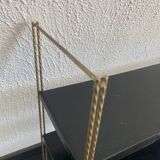 Vintage 1960 String wall shelf black and gold - 60 x 48 cm