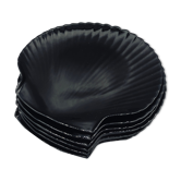 Lot de 6 assiettes noires  forme coquillage