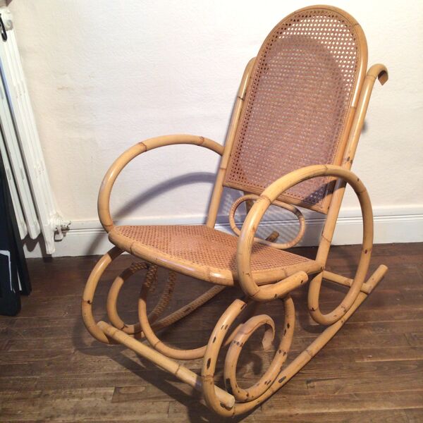 Rocking-Chair Chair En Rotin