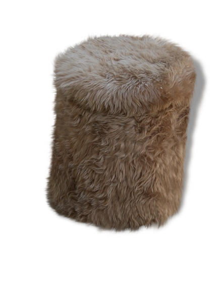 Pouf coffre moumoute marron clair