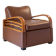 Fauteuil convertible Art Déco italien en éco-cuir marron.