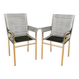 Pair of "Sandows" chairs designed by Rene Herbst, Bauhaus, France, 1980s