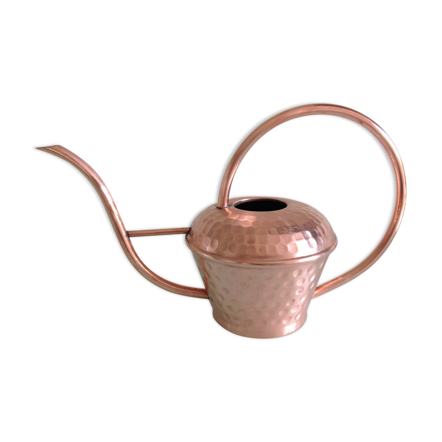 Arrosoir en cuivre brossé par Lecellier Villedieu vintage  années 60-70