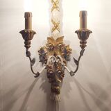 Polychrome beech wood sconces. Spain 1900