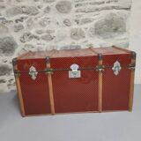 Vintage art deco male in wood and metal tin wrapped in red