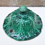 Hanging planter in green earthenware