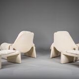 P60 chairs and ottomans by Vittorio Introini for Saporiti, 1960s, set of 4