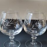 Set of 6 Cognac Glasses. Fleury/Arques Crystal Model. Wheat Ears Design