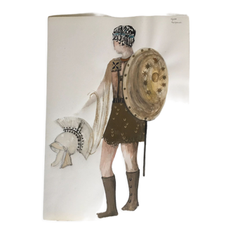Esquisse de costume pour Ulysse Odyssée théatre d'Homère 1990