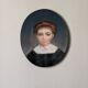 Pastel antique portrait jeune fille tableau ovale décoration campagne XIX