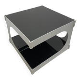 70s aluminum and glass side table