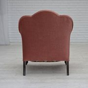 1950s, Danish armchair, salmon pink furniture velour, oak wood.