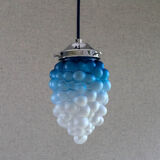 Suspension old cluster in translucent blue and white glass