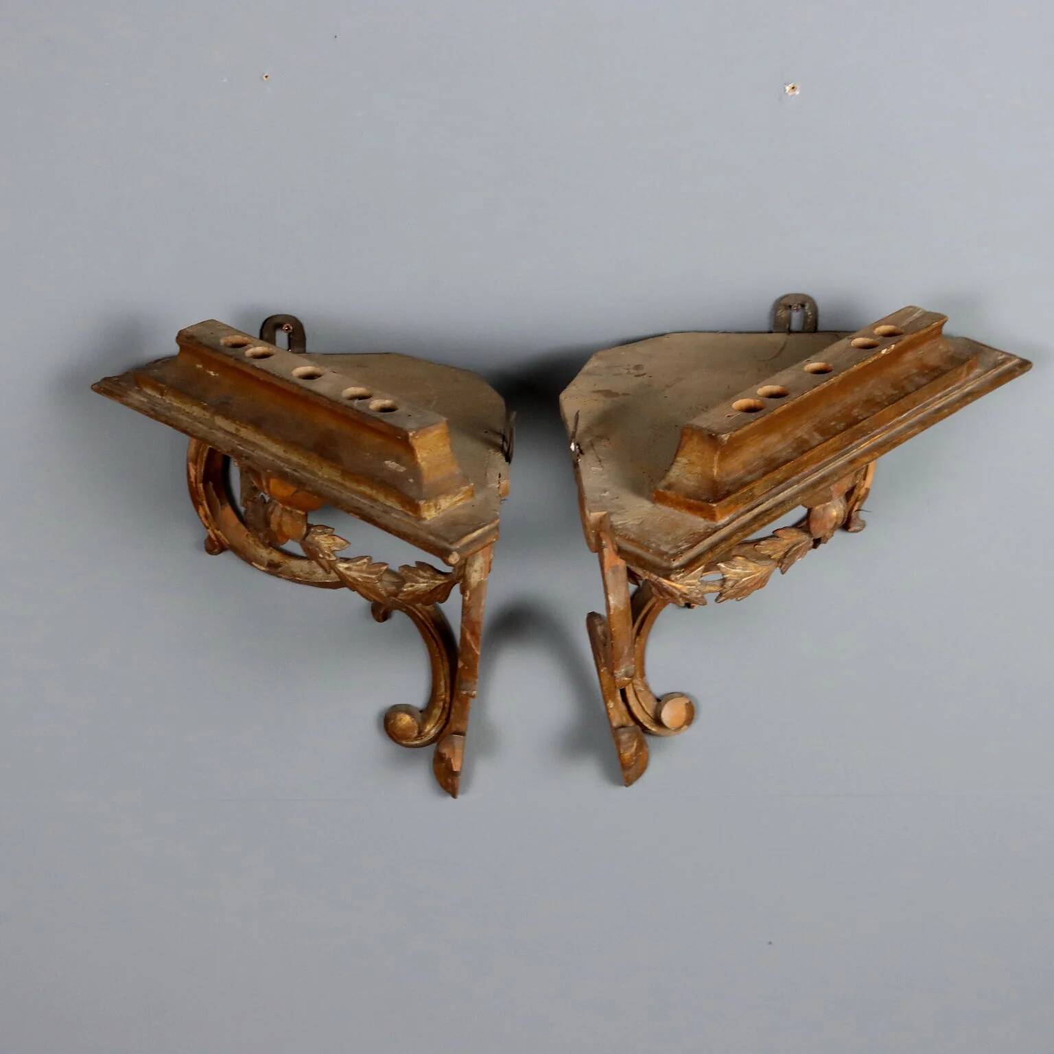 Antique gilded wooden shelves, Italy, 18th century
