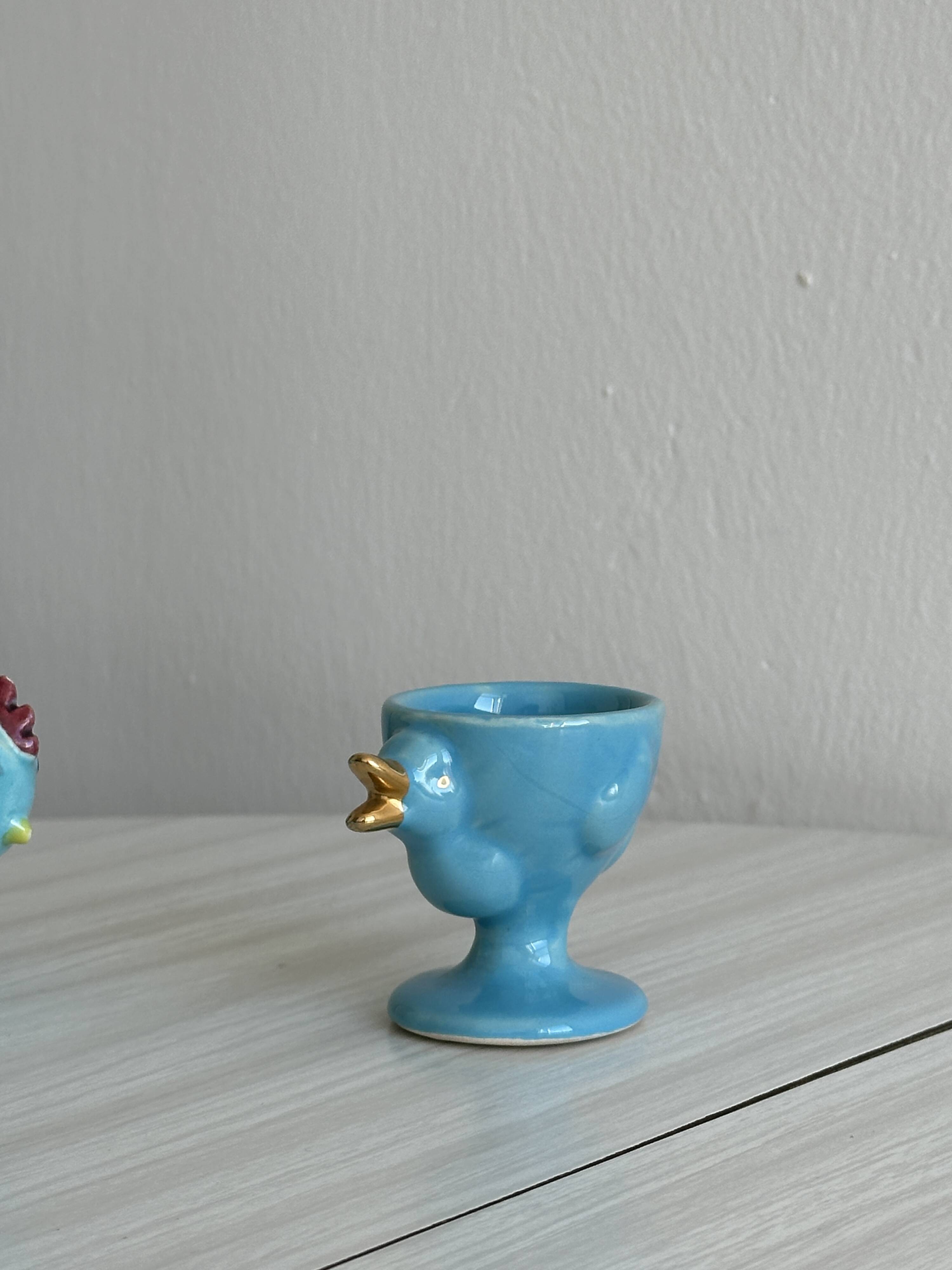 Ceramic egg cup duo