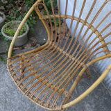 Wicker and bamboo armchair