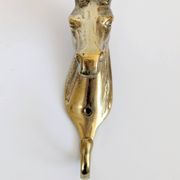 Set of 3 brass wall hooks horse head vintage coat hangers