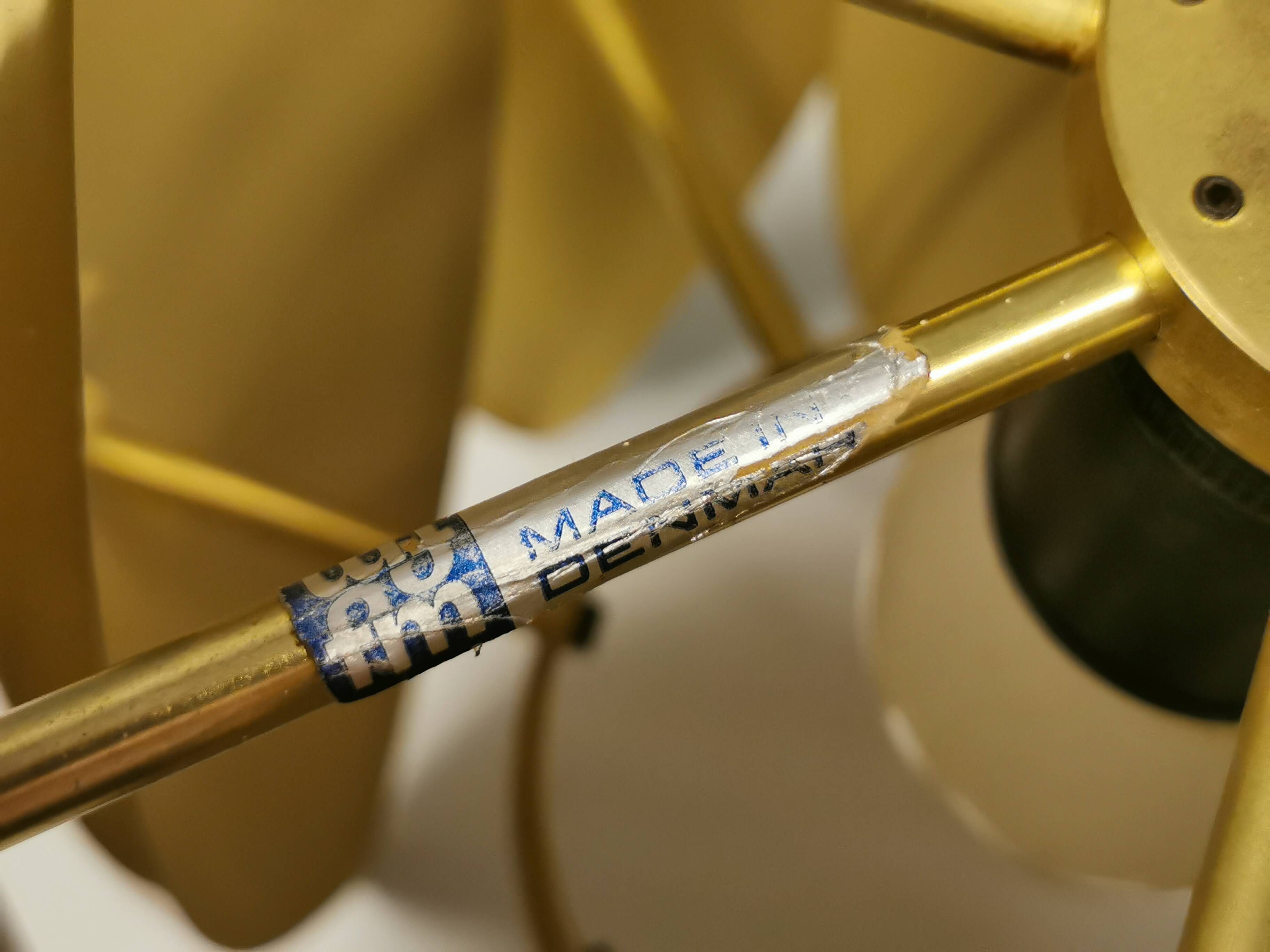Kastor lamp in brass, designed by Jo Hammerborg in 1969 and produced by Fog og Mørup.