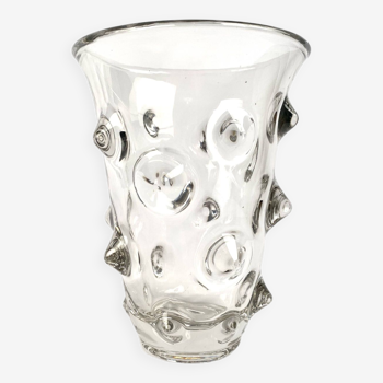 Vase picots, en verre, années 70, space âge