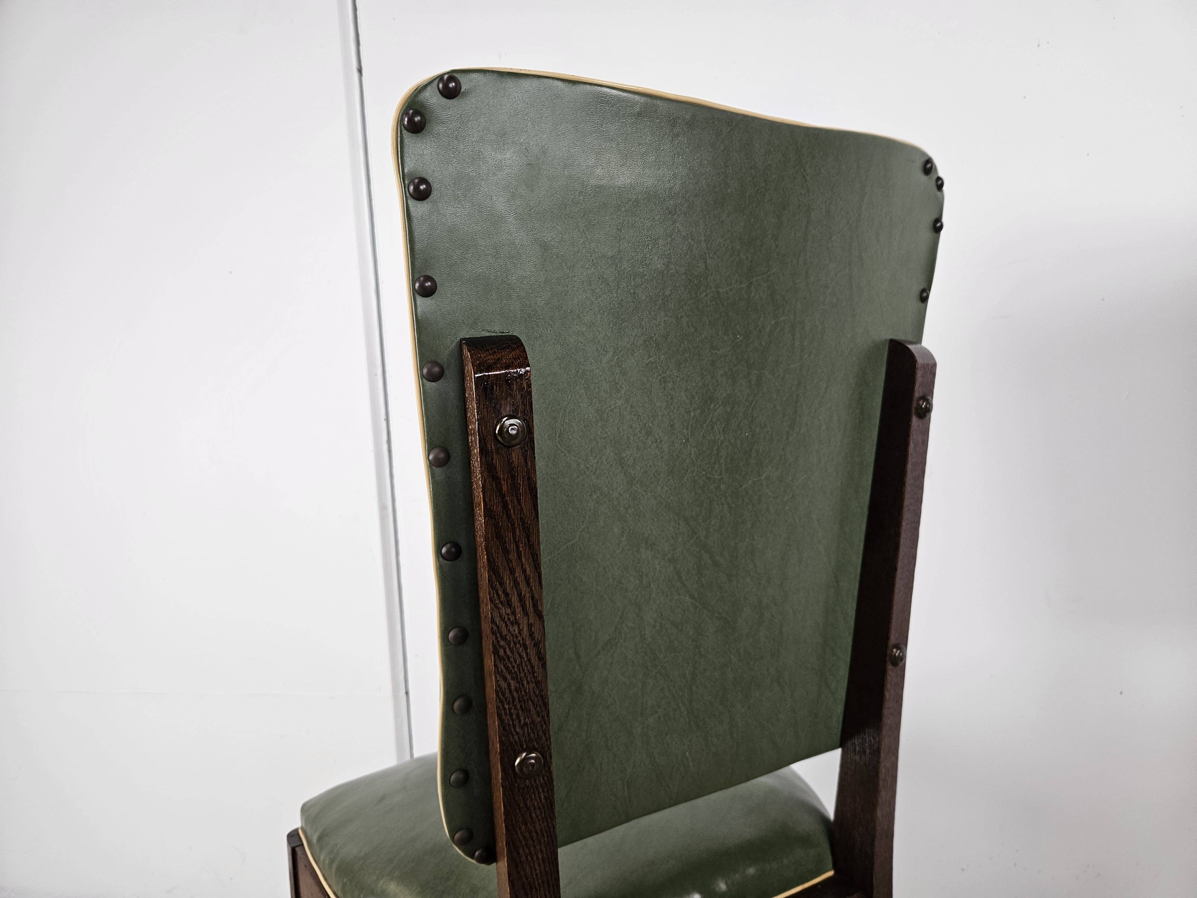 Set of 8 Art Decò oak dining chairs, 1950