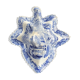 Copeland pickle dish in the shape of a leaf in blue earthenware.