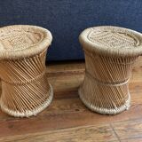 Vintage 70'S rattan and rope stools