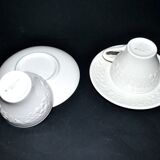 SARREGUEMINES Set of 2 plain molded opaque earthenware cups 1900