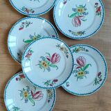 Set of 6 polychrome ironstone dessert plates
